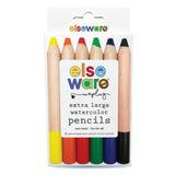 Extra-Large Watercolor Pencils - 6 Eco-Friendly Colors: With 12 jumbo pencil sharpeners