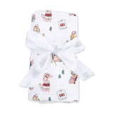 Winter Sports Dogs Pink - Swaddle Blanket: 45X45