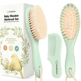 KeaBabies Baby Hair Brush and Comb Set: Sage