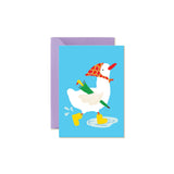 Rainy Duck – Whimsical Mini Note Card