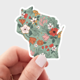 Wisconsin Flower Sticker - WI, state, midwest, retro, boho