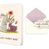 Hello, Sweet Baby Bunnies Deluxe Greeting Card