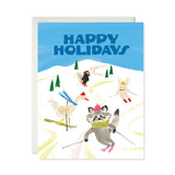 Woodland Ski Slope - Sweet Animal Winter Holiday Card