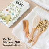 KeaBabies Baby Hair Brush and Comb Set for Infant, Newborn: Walnut / Regular