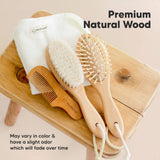 KeaBabies Baby Hair Brush and Comb Set for Infant, Newborn: Walnut / Regular