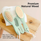 KeaBabies Baby Hair Brush and Comb Set: Sage