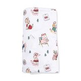 Winter Sports Dogs Pink - Swaddle Blanket: 45X45