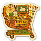 Let’s Go Thrifting Vintage Shopping Cart Sticker