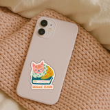 Snuggle Season Cat Sticker –Cozy Reading Cat Fall Book Lover