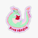 Book Dragon Voracious Reader Reading Bookish Library Sticker: Single