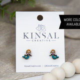 Mermaid Wood Stud Earrings