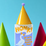 Letterpress Birthday Card—Honk Bday (Goose, Colorful, Silly)