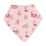 Vintage Reindeer & Santa Pink - Bandana Bib: O/S