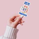 Ask Me About My Trinkets Sticker –Quirky Raccoon Collectible