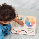 Wooden Busy Board, Montessori Interactive Activity Board