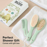 KeaBabies Baby Hair Brush and Comb Set: Sage