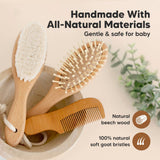 KeaBabies Baby Hair Brush and Comb Set for Infant, Newborn: Walnut / Regular