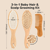 KeaBabies Baby Hair Brush and Comb Set for Infant, Newborn: Walnut / Regular