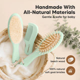 KeaBabies Baby Hair Brush and Comb Set: Sage