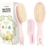 KeaBabies Baby Hair Brush and Comb Set: Blush