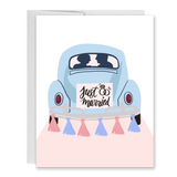 Newlywed Wedding Beetle, Car Congratulations Greeting Card