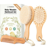 KeaBabies Baby Hair Brush and Comb Set for Infant, Newborn: Walnut / Regular