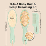 KeaBabies Baby Hair Brush and Comb Set: Sage