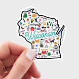 Wisconsin Map Sticker - midwest, state, outline, badgers