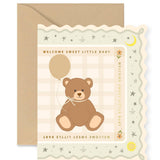 Welcome Baby Bear Scallop Greeting Card
