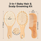 KeaBabies Baby Hair Brush and Comb Set for Infant, Newborn: Walnut / Regular